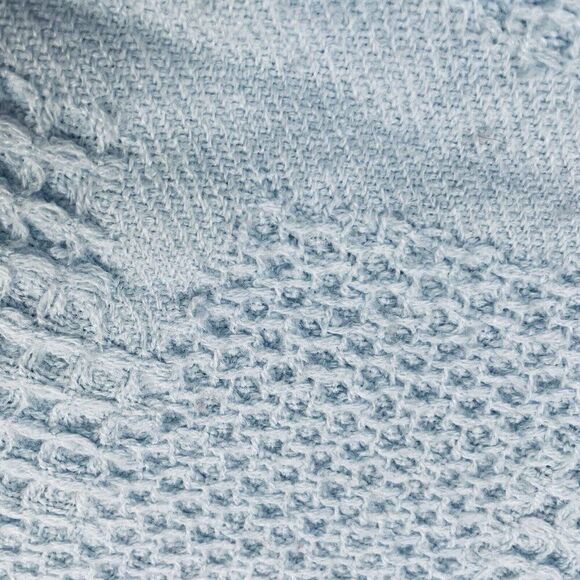 Kidgets Blue Waffle Weave Satin Edge Bless This Baby Blanket 28x29 Thermal Throw - Picture 8 of 11